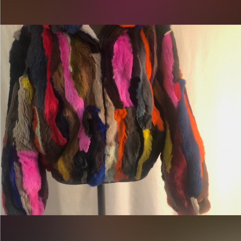 Multicolor Rabbit Fur Jacket - Picture 4 of 4